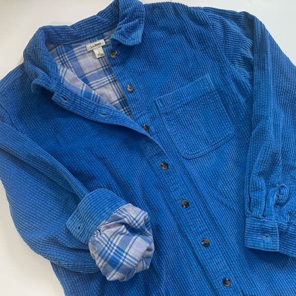 L.L. Bean Vibrant Blue Corduroy Shirt Jacket - Picture 3 of 4